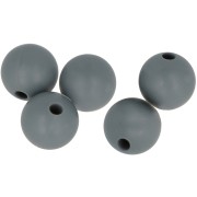 Perline di silicone rotonde da 10 mm per il fissaggio del ciuccio-Grigio scuro x5