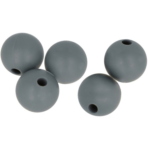 Perline di silicone rotonde da 10 mm per il fissaggio del ciuccio-Grigio scuro x5