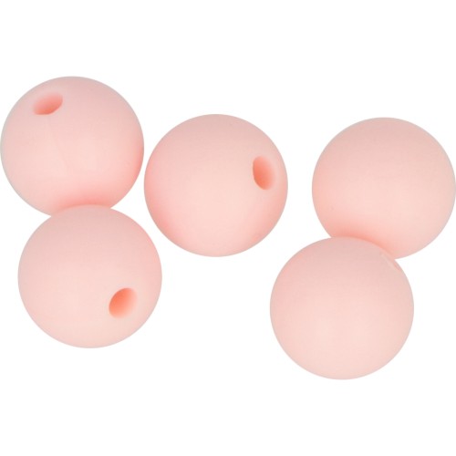 Perline di silicone rotonde da 10 mm per il fissaggio del ciuccio- Rosa Layette x5