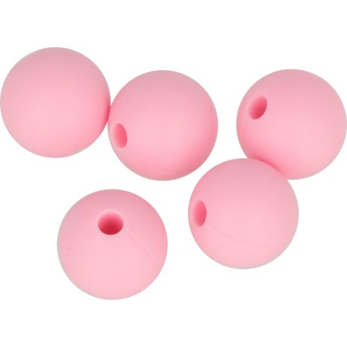 Perline di silicone rotonde da 10 mm per il fissaggio del ciuccio- - Rosa x5