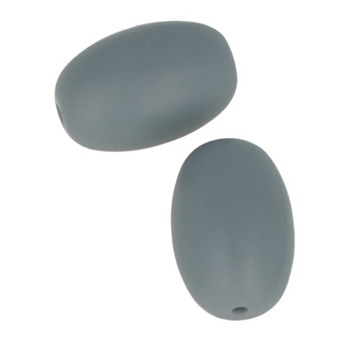 Perline di silicone forma oliva 20x13 mm per l'attacco del ciuccio-Grigio scuro x2