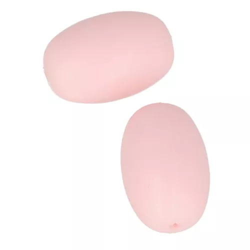 Perline di silicone forma oliva 20x13 mm per l'attacco del ciuccio-Rosa Layette x2