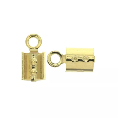 Pinza per lacci rotondi 3mm in Arginto 925 Dorato all' oro fino x2