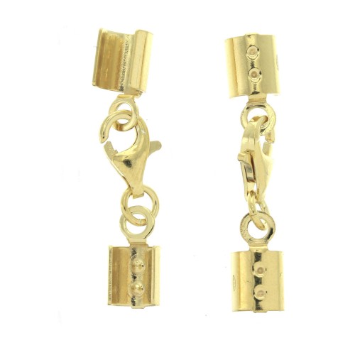Chiusura moschettone con pinza tondo 3 mm in Arginto 925 Doré à l'or fin x1