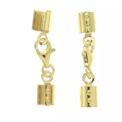 Chiusura moschettone con pinza tondo 3 mm in Arginto 925 Doré à l'or fin x1