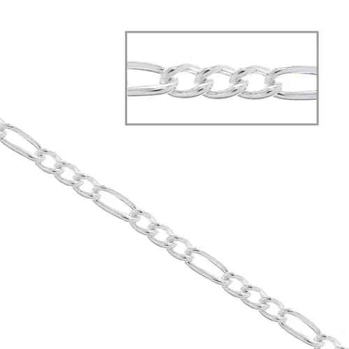 Catina maglia figaro (1x3) 1.3 mm in Arginto 925 x 50cm