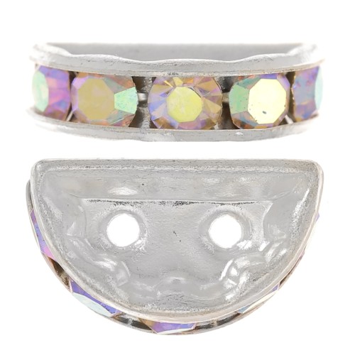 Rondella Mezza-Luna mm. 14x8 argentata Crystal AB x1