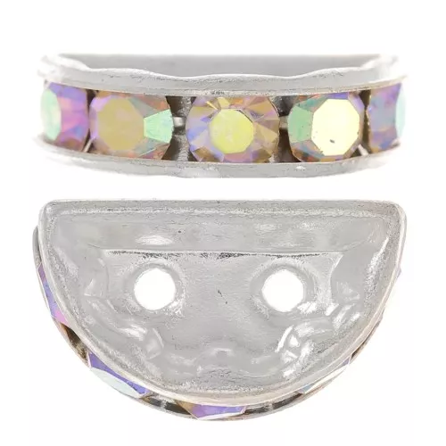 Rondella Mezza-Luna mm. 14x8 argentata Crystal AB x1