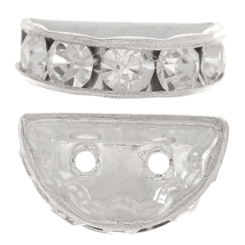 Rondella Mezza-Luna mm. 14x8 argentata Crystal  x1