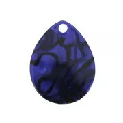 Pendente goccia acetato di cellulosa 28,5x22 mm-Marmorizzato Blu scuro-Nero x1