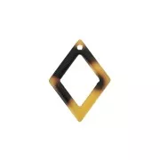 Ciondolo rombo in acetato 21x15 mm - guscio di tartaruga / Marrone-Nero x1