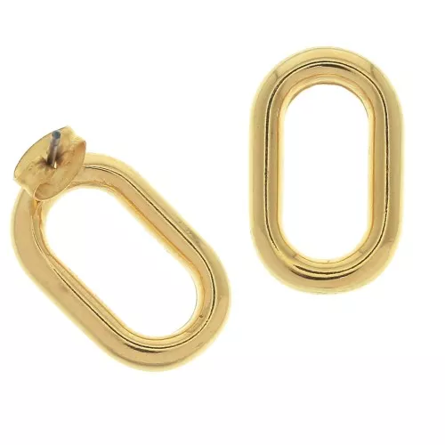 Orecchini rotondi forma ovale in zamac 21x13 mm - Dorato con oro fino x2