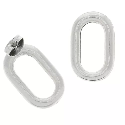 Orecchini rotondi forma ovale in zamac 21x13 mm - placcatura argento fino anticato x2