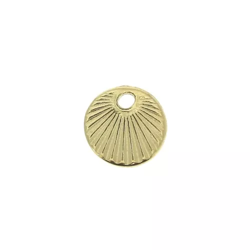 Mini ciondolo rotondo inciso effetto plissettato 9.5 mm - Dorato con oro finox1