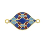 Distanziatore rombo azulejos con resina epoxy 27x15 mm - Dorato con oro fino - Bluu - Rosso x1