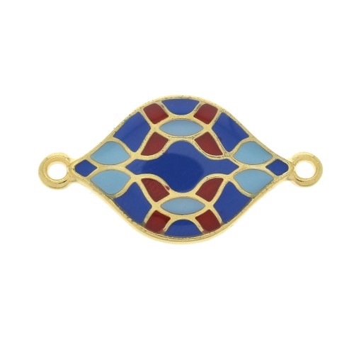 Distanziatore rombo azulejos con resina epoxy 27x15 mm - Dorato con oro fino - Bluu - Rosso x1