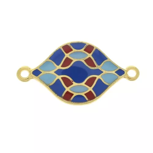 Distanziatore rombo azulejos con resina epoxy 27x15 mm - Dorato con oro fino - Bluu - Rosso x1