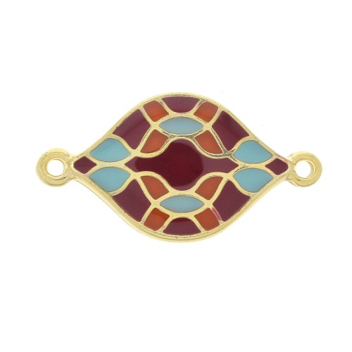 Distanziatore rombo azulejos con resina epoxy 27x15 mm - Dorato con oro fino - Bordeaux x1