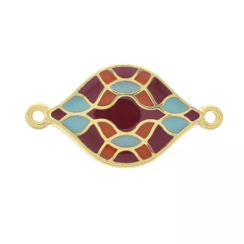 Distanziatore rombo azulejos con resina epoxy 27x15 mm - Dorato con oro fino - Bordeaux x1