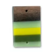 Intercalare in legno rettangolo mm. 27x17 Kamahong/Verde x 1