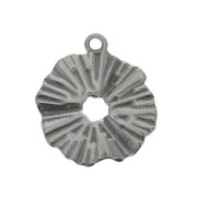 Ciondolo rotondo irregolare effetto pieghettato 17 mm Acciaio inox 304 x1