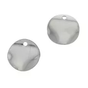 Ciondolo rotondo irregolare stropicciata 10 mm in Acciaio inox x4