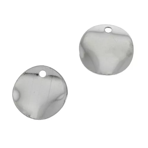 Ciondolo rotondo irregolare stropicciata 10 mm in Acciaio inox x4