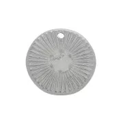 Ciondolo rotondo irregolare 15mm per cabochons & strass 6mm - Acciaio inox x1