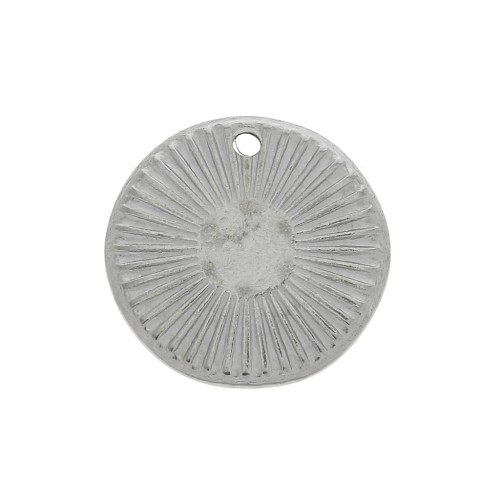 Ciondolo rotondo irregolare 15mm per cabochons & strass 6mm - Acciaio inox x1