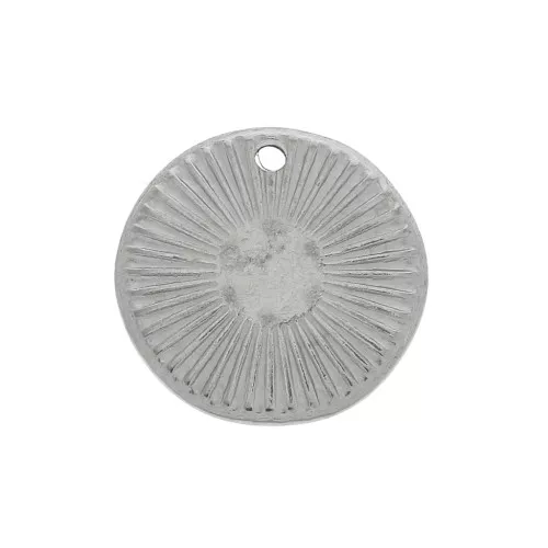 Ciondolo rotondo irregolare 15mm per cabochons & strass 6mm - Acciaio inox x1