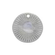 Ciondolo rotondo irregolare 15mm per cabochons & strass 6mm - Acciaio inox x1