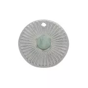 Ciondolo rotondo irregolare 15mm per cabochons & strass 6mm - Acciaio inox x1