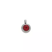 Mini ciondolo rotondo con cabochon sfaccettato 9x6 mm in Acciaio inox - Light Siam x1