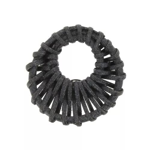 Donuts rotondo in Rattan 43 mm - Nero effetto perla x1