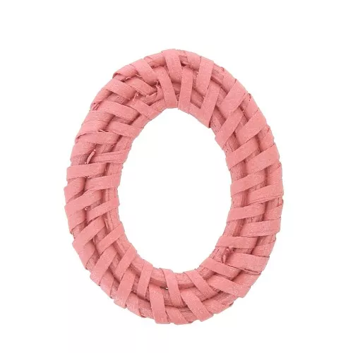 Ovale in Rattan 50x37 mm - Rosa chiaro effetto perla x1