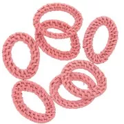 Ovale in Rattan 50x37 mm - Rosa chiaro effetto perla x1