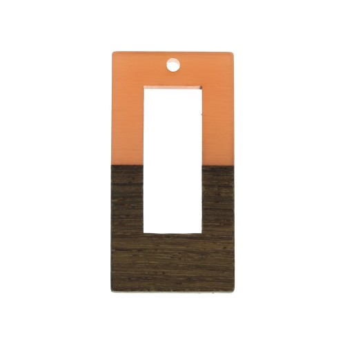 Pendente rettangolo in resina imitazione legno 38x19 mm Terracotta - Marrone x1