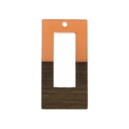 Pendente rettangolo in resina imitazione legno 38x19 mm Terracotta - Marrone x1