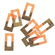 Pendente rettangolo in resina imitazione legno 38x19 mm Terracotta - Marrone x1