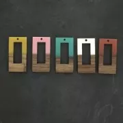 Pendente rettangolo in resina imitazione legno 38x19 mm Terracotta - Marrone x1