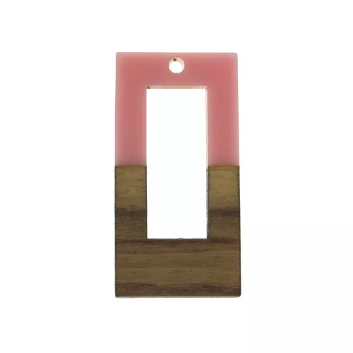 Pendente rettangolo in resina imitazione legno 38x19 mm Salmone - Marrone x1