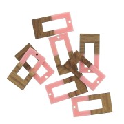 Pendente rettangolo in resina imitazione legno 38x19 mm Salmone - Marrone x1