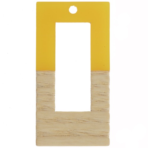 Pendente rettangolo in resina imitazione legno 38x19 mm Jaune - Marrone x1
