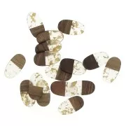 Pendente ovale 27x15 mm in resina imitazione legno con frammenti d'oro x1