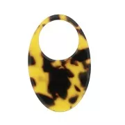 Pendente ovale ajouré acetato 48.5x32 mm - Guscio di tartaruga Marrone - Nero x1