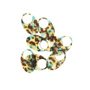 Pendente ovale acetato 48.5x32 mm - Guscio di tartaruga Marrone - Blu x1