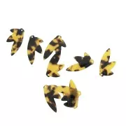 Pendente foglia acetato 30x15 mm - Guscio di tartaruga Marrone - Nero x1