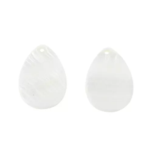 Pendente goccia in madreperla 24.5x18 mm - Naturale x2