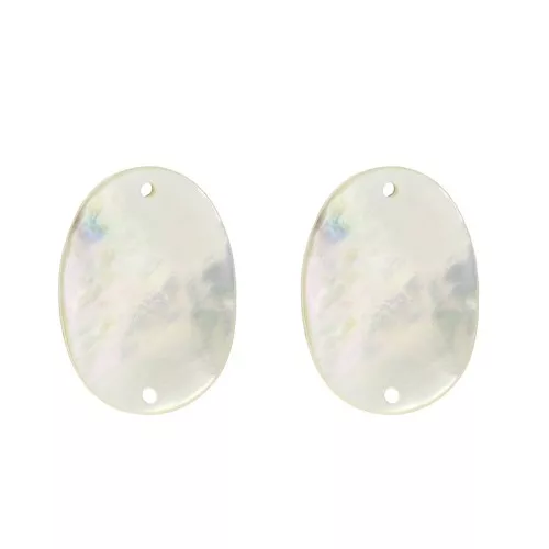 Distanziatori ovales in madreperla 2 fori 25x18 mm - Naturale x2