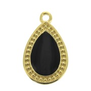 Pendente goccia lavorato in zamac e resina époxy 21x12 mm Oro - Nero x1|raw }}